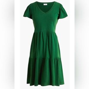 J Crew Factory Tiered Knit Mini Dress in Green Sz XS